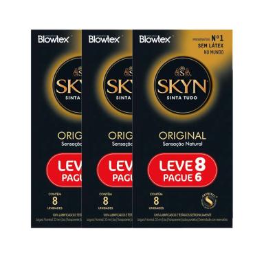 KIT 3 PRESERVATIVOS SKYN ORIGINAL LEVE 8 PAGUE 6 UNIDADES