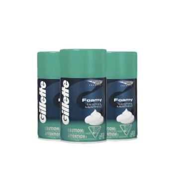KIT COM 3 ESPUMAS DE BARBEAR GILLETTE FOAMY MENTOL 175G