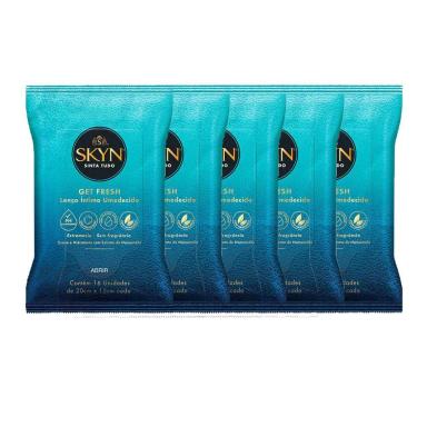 KIT COM 5 LENçOS UMEDECIDOS SKYN 16 UNIDADES