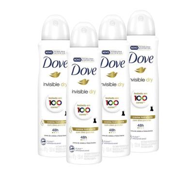 KIT 4 DESODORANTES DOVE ANTITRANSPIRANTE AEROSSOL INVISIBLE DRY 150ML