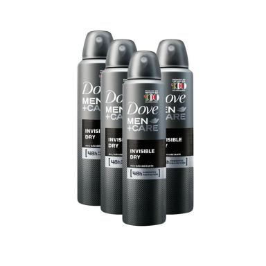 KIT 4 DESODORANTES DOVE MEN+CARE ANTITRANSPIRANTE AEROSSOL INVISIBLE DRY 150ML
