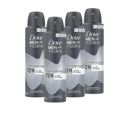 KIT 4 DESODORANTES DOVE MEN+CARE ANTITRANSPIRANTE AEROSSOL SEM PERFUME 150ML