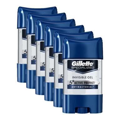 KIT 6 DESODORANTES GILLETTE ANTITRANSPIRANTE CLEAR GEL ANTIBACTERIAL 82G