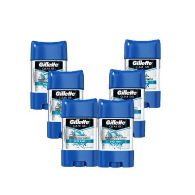KIT 6 DESODORANTES GILLETTE CLEAR GEL COOL WAVE 82G