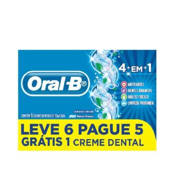 CREME DENTAL ORAL-B 4 EM 1 LEVE 6 PAGUE 5 70G