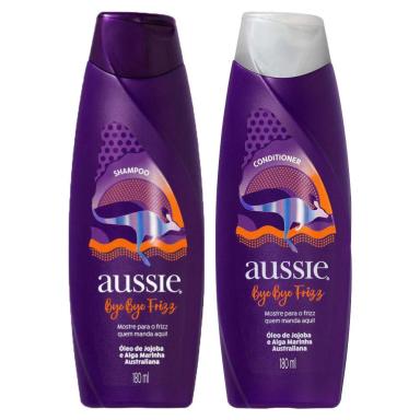 KIT AUSSIE BYE BYE FRIZZ MACIEZ E BRILHO 180ML: SHAMPOO + CONDICIONADOR