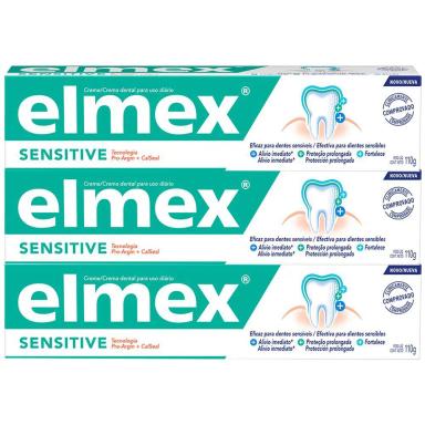 KIT C/ 3 CREMES DENTAL ELMEX SENSITIVE 110G