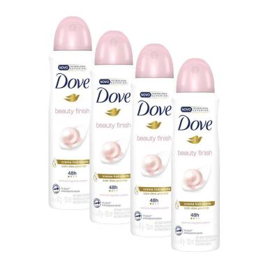 KIT 4 DESODORANTES ANTITRANSPIRANTE MAGNóLIA E JASMIM DOVE BEAUTY FINISH 150ML CADA
