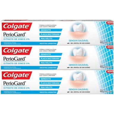 KIT CREME DENTAL COLGATE PERIOGARD 90G COM 3 UNIDADES
