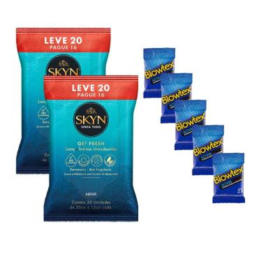 PRESERVATIVO BLOWTEX ACTION C/ 15 UN. + LENçOS UMIDECIDOS SKIN 40 UN.