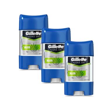 KIT 3 DESODORANTES GILLETTE ANTITRANSPIRANTE GEL HYDRA ALOE 86G