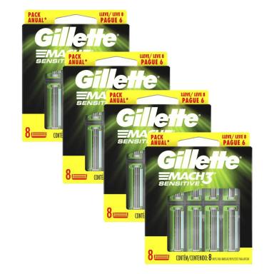 KIT CARGA GILLETTE MACH3 SENSITIVE COM 32 UNIDADES
