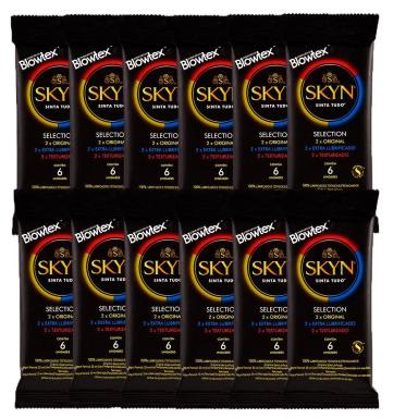 KIT 12 PACOTES PRESERVATIVO SKYN SELECTION C/ 6 UNIDADES CADA