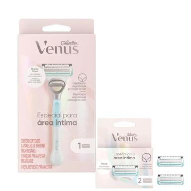KIT APARELHO DE DEPILAçãO VENUS INTIMA 1 UNIDADE + CARGA DEPILAR VENUS INTIMA 2 UNIDADES