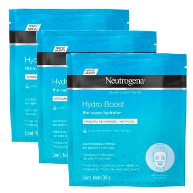 KIT COM 3 MáSCARA DE HIDROGEL NEUTROGENA HYDRO BOOST 30ML