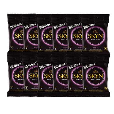 KIT 12 PACOTES PRESERVATIVO SKYN ELITE C/ 3 UNIDADES CADA