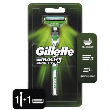 APARELHO DE BARBEAR GILLETTE MACH3 SENSITIVE + 1 CARGA