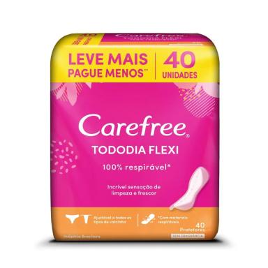 PROTETOR DIáRIO CAREFREE TODO DIA FLEXI SEM PERFUME 40 UNIDADES