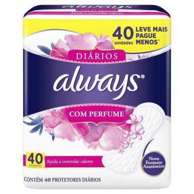 PROTETORES DIáRIOS ALWAYS COM PERFUME 40 UNIDADES