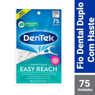 FIO DENTAL DENTEK FLOSS PICKS COMPLETE CLEAN EASY REACH COM 75 UNIDADES