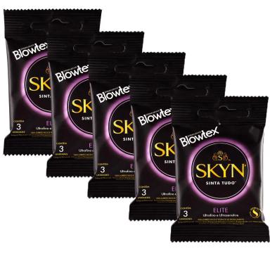KIT 5 PACOTES PRESERVATIVO SKYN ELITE C/ 3 UNIDADES CADA