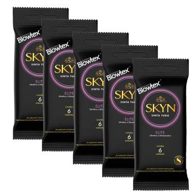 KIT 5 PACOTES PRESERVATIVO SKYN ELITE C/ 6 UNIDADES CADA