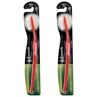 KIT 2 ESCOVAS DENTAL J&amp;amp;J REACH ULTRA CLEAN MéDIA 40