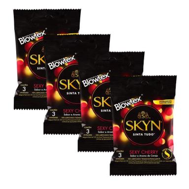 KIT 4 PACOTES PRESERVATIVO SKYN SEXY CHERRY C/ 3 UNIDADES CADA