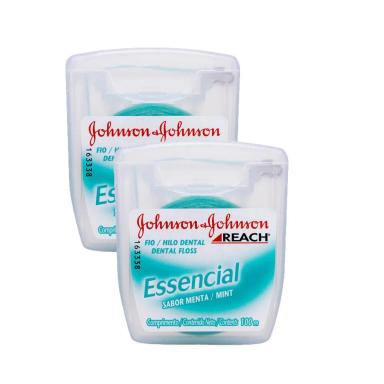 KIT 2 FIOS DENTAIS J&amp;amp;J REACH ESSENCIAL MENTA 100M