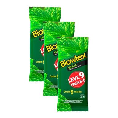 KIT 3 PRESERVATIVOS BLOWTEX MENTA LEVE 9 PAGUE 6 UNIDADES
