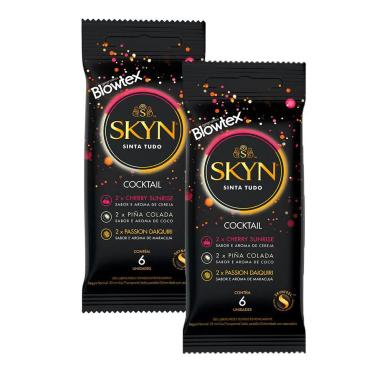KIT 2 PACOTES PRESERVATIVO SKYN COCKTAIL C/ 6 UNIDADES CADA