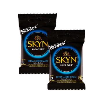 KIT 2 PACOTES PRESERVATIVO SKYN EXTRA LUBRIFICADO C/ 3 UNIDADES CADA