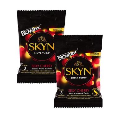KIT 2 PACOTES PRESERVATIVO SKYN SEXY CHERRY C/ 3 UNIDADES CADA
