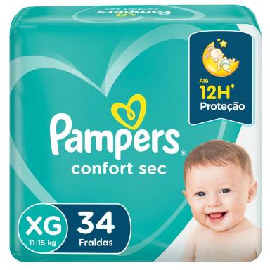 FRALDA PAMPERS CONFORT SEC MEGA TAMANHO XG COM 34 UNIDADES