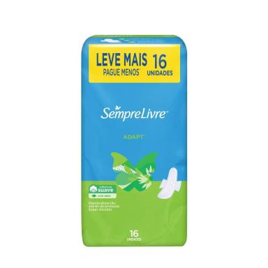 ABSORVENTE EXTERNO SEMPRE LIVRE ADAPT COBERTURA SUAVE COM ABAS 16 UNIDADES
