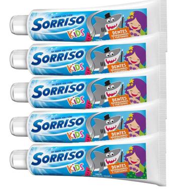 KIT 5 PASTA DE DENTES SORRISO KIDS MELANCIA MáGICA EM GEL 50 G