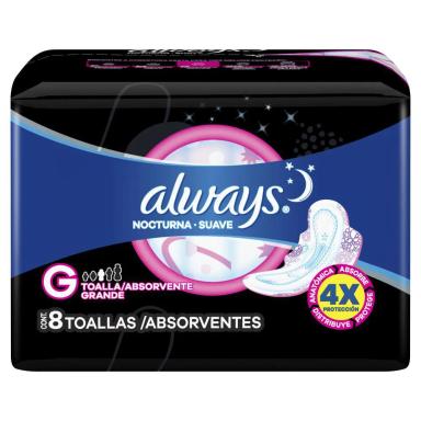 ABSORVENTE ALWAYS NOITES TRANQUILAS SUAVE COM ABAS 8 UNIDADES
