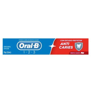 CREME DENTAL ORAL-B 123 ANTICáRIES MENTA SUAVE 70G
