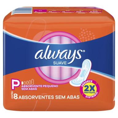 ABSORVENTE ALWAYS SUPER PROTEçãO SUAVE SEM ABAS - 8 UNIDADES