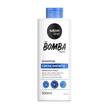 SALON LINE, SHAMPOO, SOS BOMBA, CRESCIMENTO, REPARAçãO E FORçA - TODOS OS TIPOS DE CABELOS, 500 ML