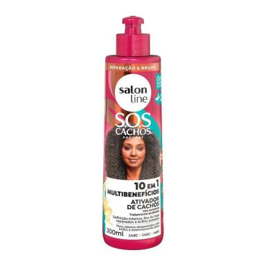 SALON LINE, ATIVADOR DE CACHOS, SOS CACHOS, + PODEROSOS, VEGANO - CABELOS ONDULADOS, CACHEADOS E CRESPOS, 300 ML