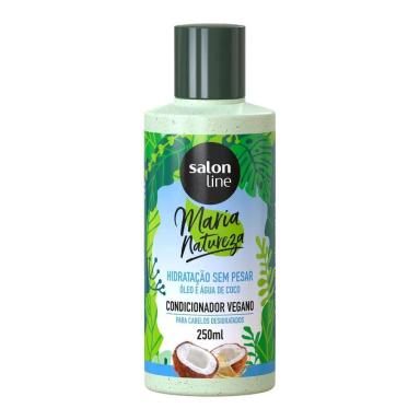 SALON LINE, CONDICIONADOR, MARIA NATUREZA, HIDRATAçãO SEM PESAR, ÓLEO E ÁGUA DE COCO, VEGANO - TODOS OS TIPOS DE CABELOS, 250 ML