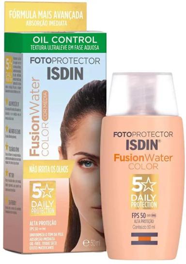 ISDIN Fusion Water 5 Stars Color Médio FPS 50 - Protetor Solar Facial 50ml