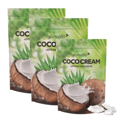 KIT 3 COCO CREAM LEITE CREMOSO EM Pó VEGANO SEM AçúCAR PURAVIDA