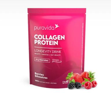 COLLAGEN PROTEIN PURAVIDA 450G COLáGENOPURO Frutas Vermelhas