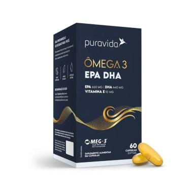 KIT 3 ÔMEGA 3 EPA E DHA VITAMINA PURAVIDA SEM Sabor