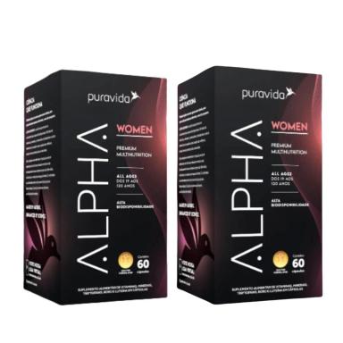 KIT 2 ALPHA WOMEN POLIVITAMíNICO FEMININO PREMIUM PURAVIDA