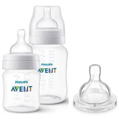 KIT COM 2 MAMADEIRAS ANTI-COLIC 125/260ML+ BICO Nº 4 PHILIPS AVENT SCD809/16