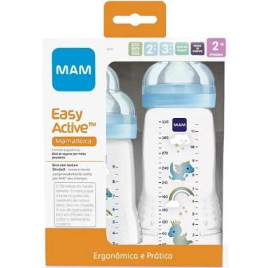 MAMADEIRA MAM EASY ACTIVE SET KIT 270ML + 330ML BEBE 2M+ Rosa