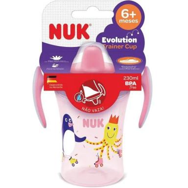 COPO TREINAMENTO NUK EVOLUTION BICO TPE 230ML ANTIVAZAMENTO Rosa